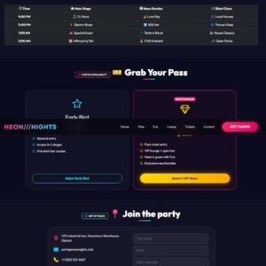 neon nights festival html landing page